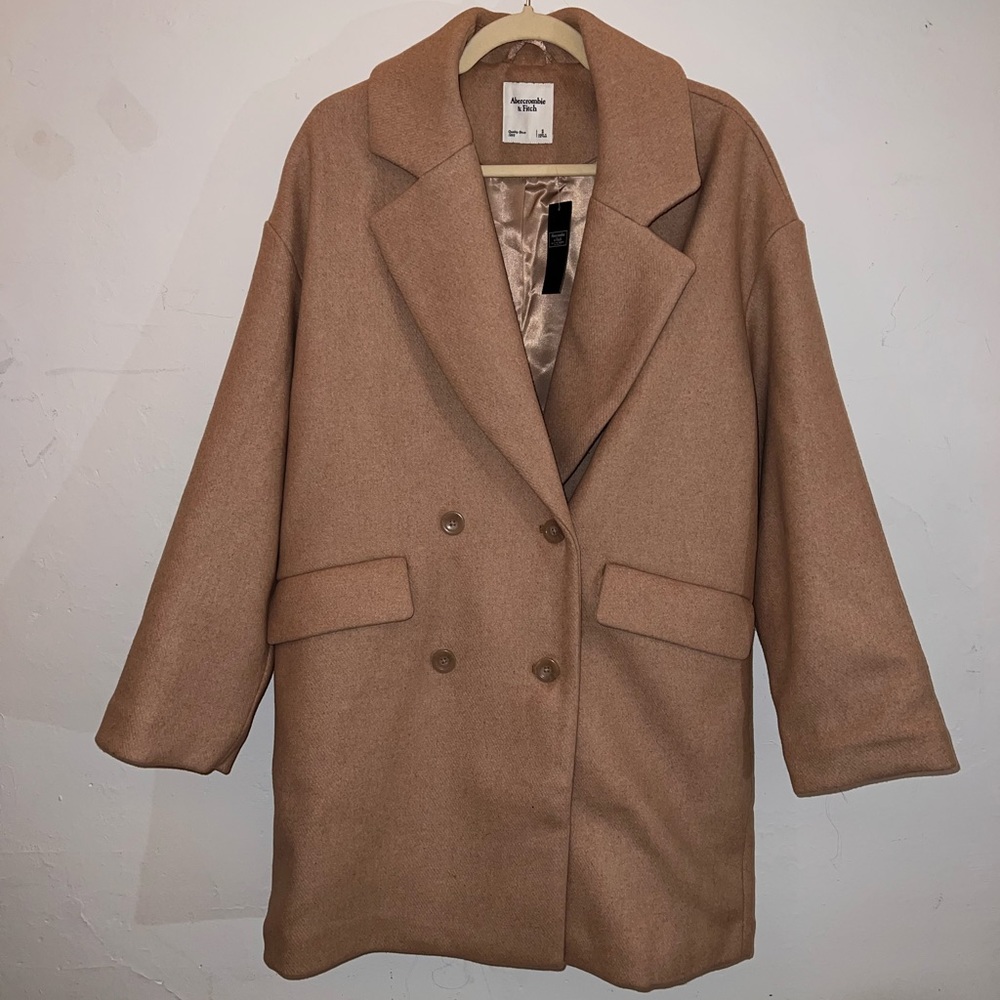 Abercrombie Women's Short Wool-Blend Coat OVERSIZED FIT